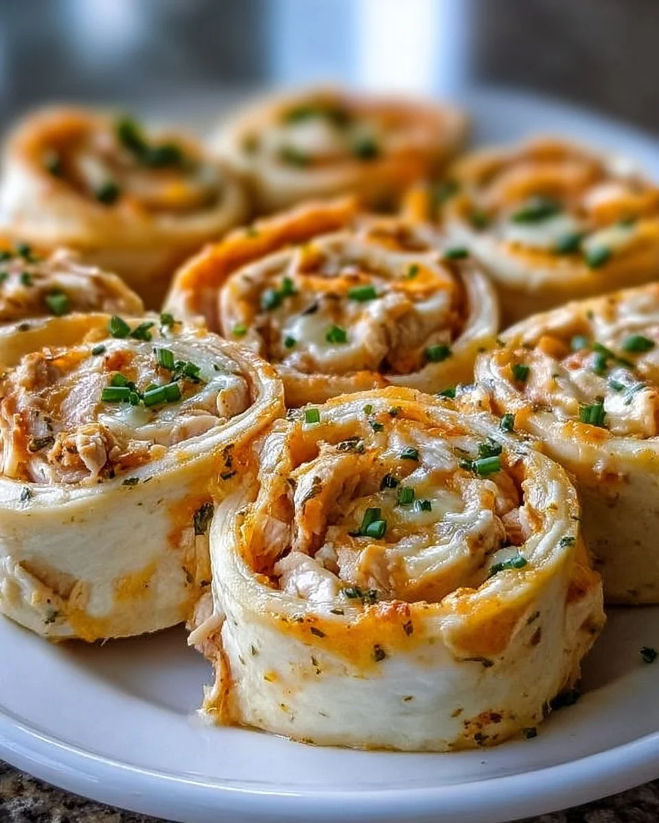 Delicious Crack Chicken Pinwheels served on a platter.