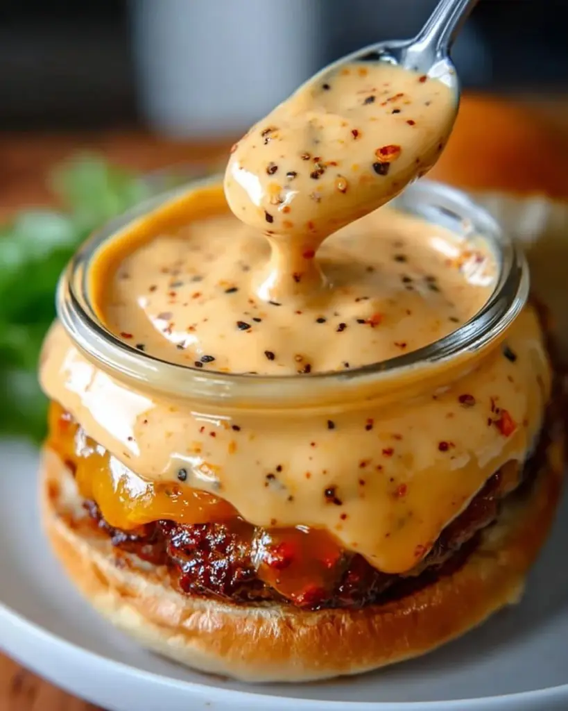 Delicious creamy smash burger sauce in a bowl, perfect for burgers