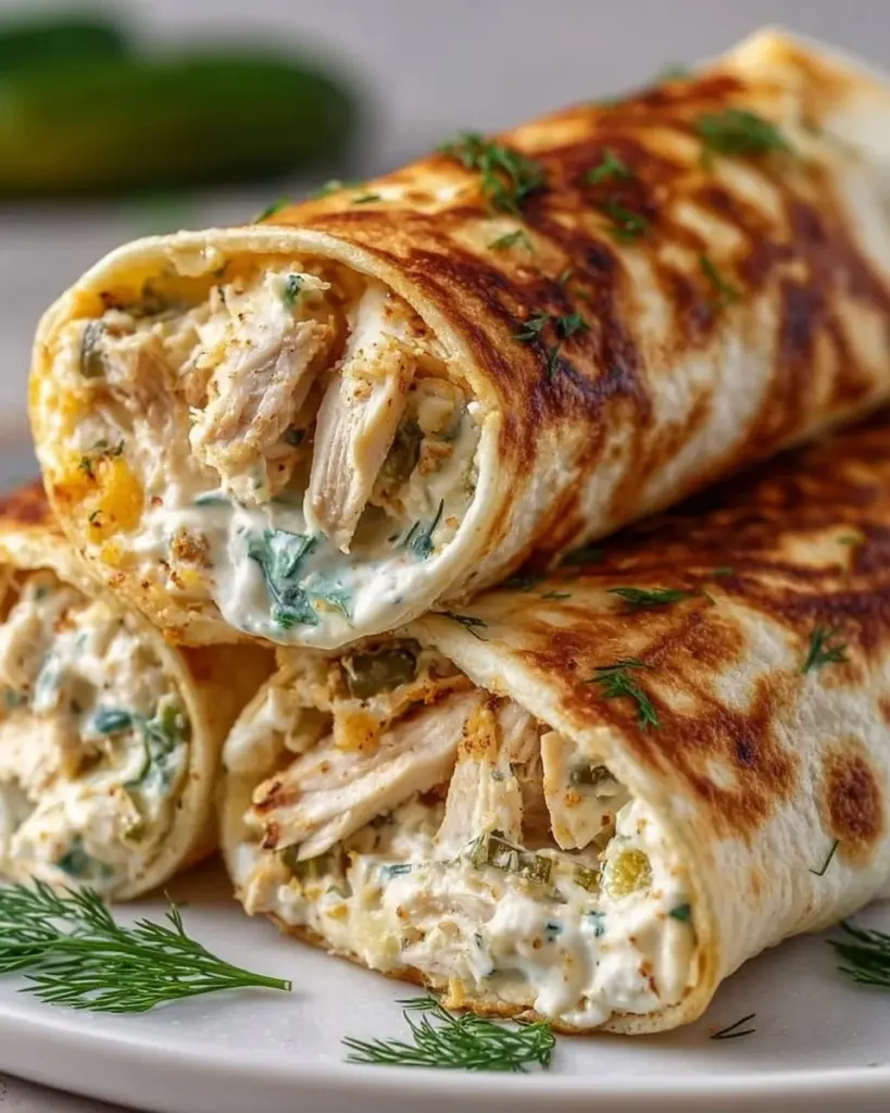 Dill Pickle Ranch Chicken Taquitos served with dipping sauce