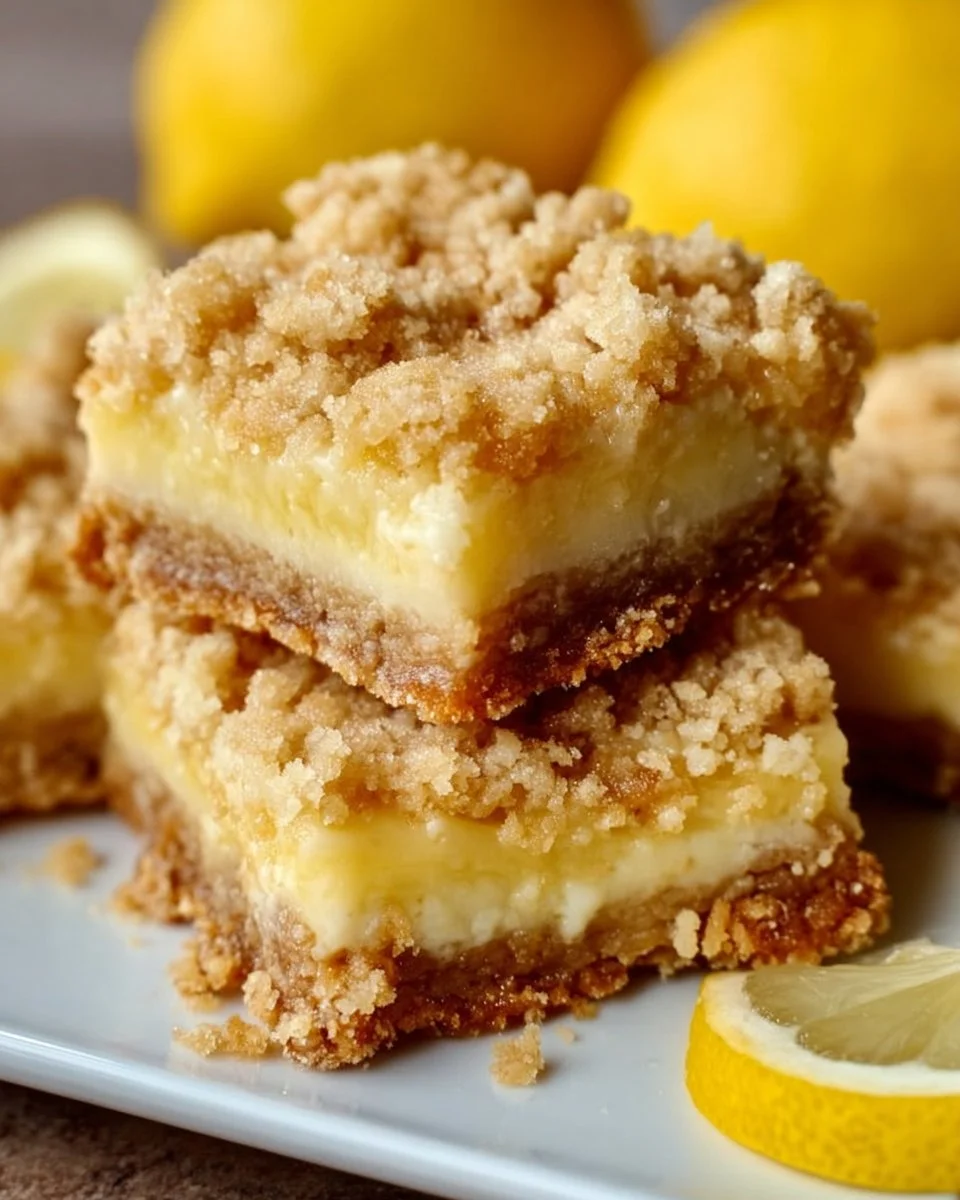 Delicious homemade lemon crumb bars with a buttery topping and zesty lemon filling