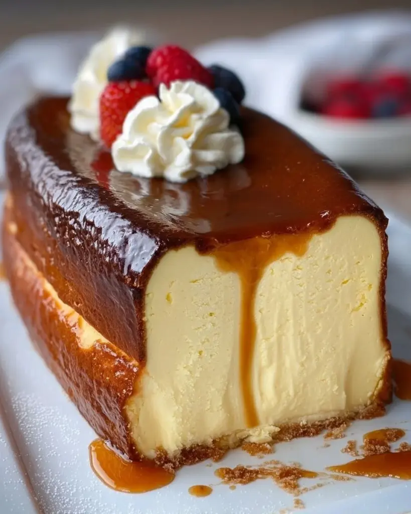 Delicious burnt basque cheesecake baked in a loaf pan