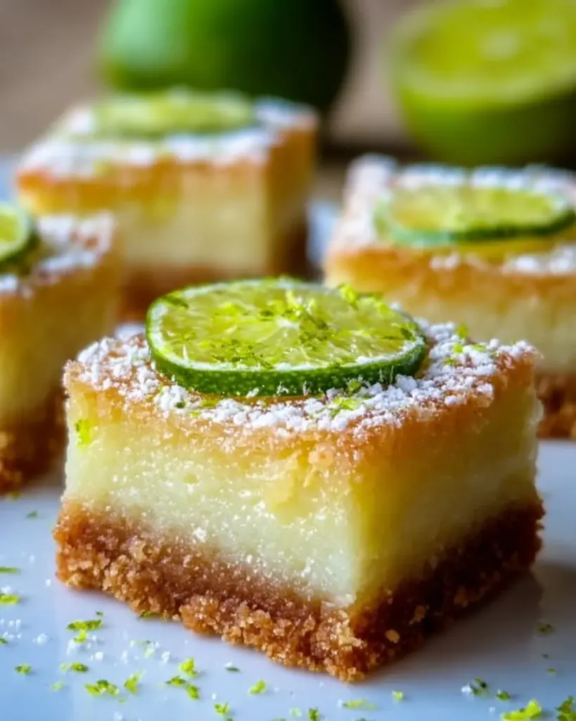 Delicious Key Lime Bars with creamy lime filling on buttery crust