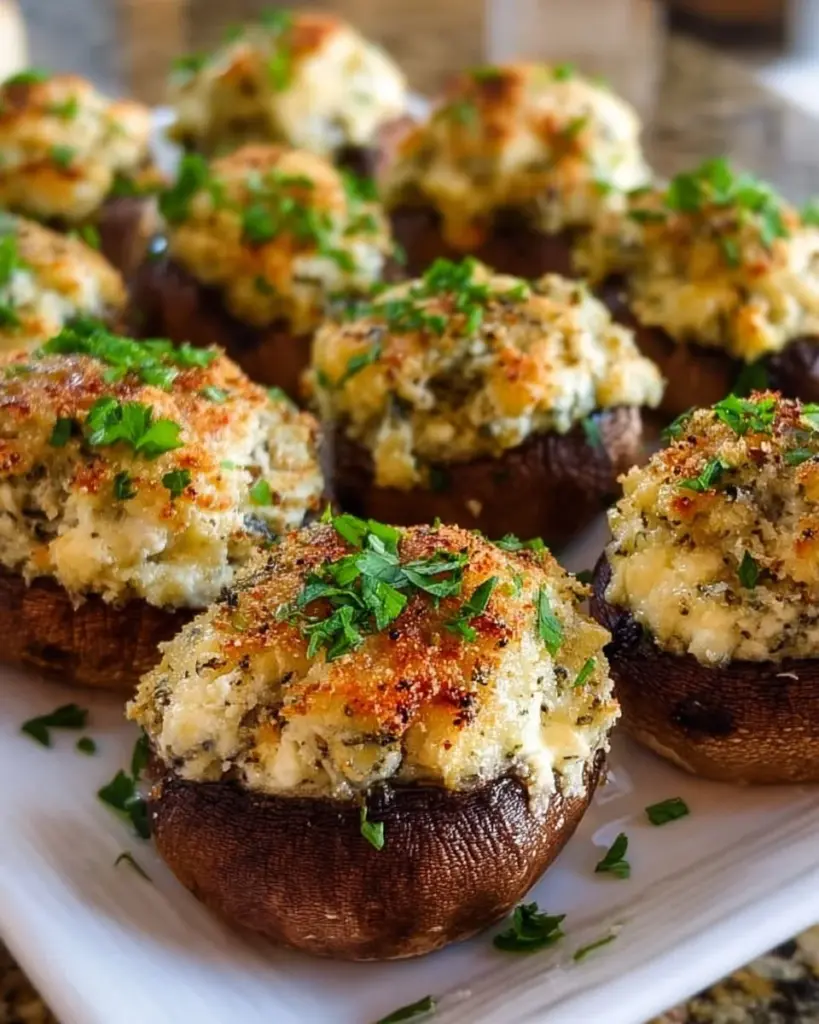 Delicious stuffed mushrooms recipe with herbs and cheese filling