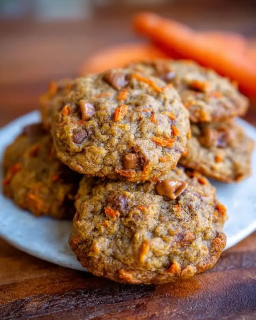 Delicious homemade carrot cake cookies with cream cheese icing and nuts