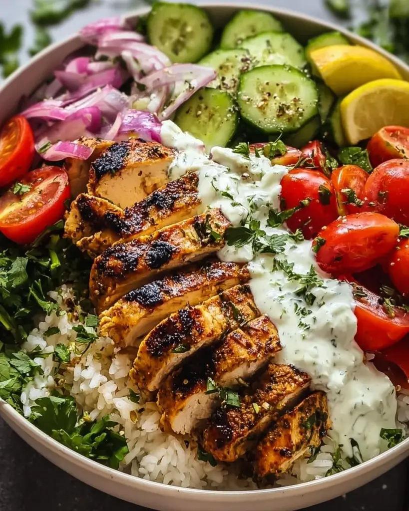 Delicious Chicken Tzatziki Bowl with fresh ingredients