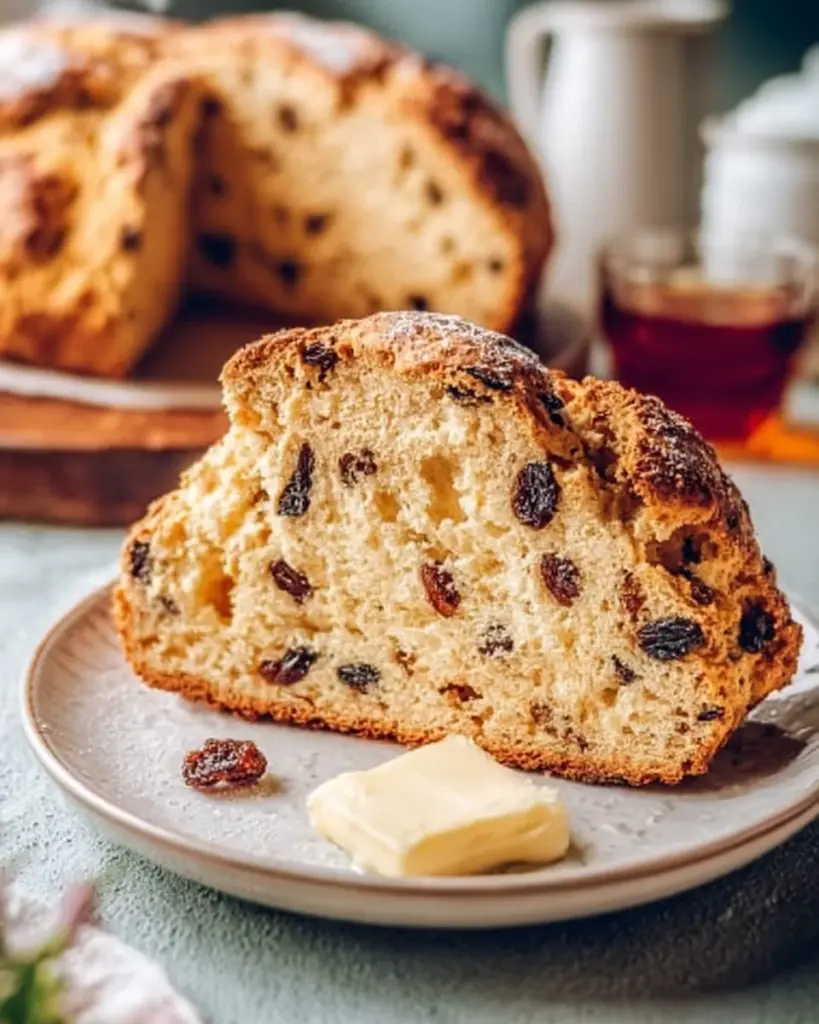 Freshly baked Irish Soda Bread on a wooden table