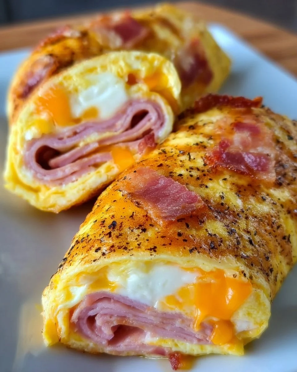 Low carb breakfast roll ups filled with fresh ingredients and rolled up