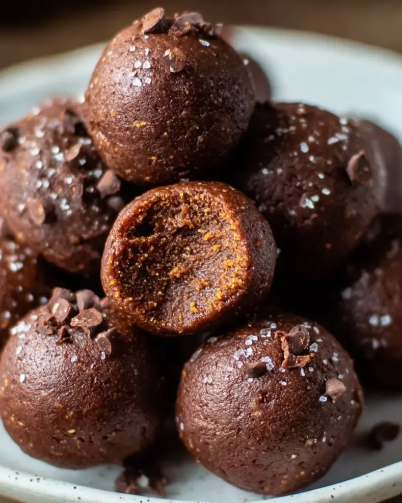 Delicious no bake brownie bites ready to enjoy as a sweet treat