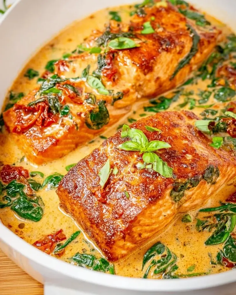 Delicious Tuscan Salmon with fresh herbs and vegetables