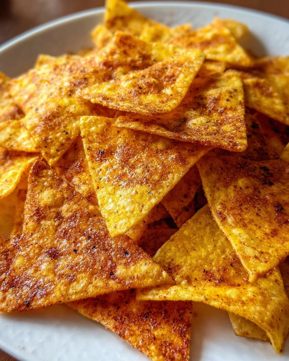 Baked tortilla chips served with salsa and guacamole.