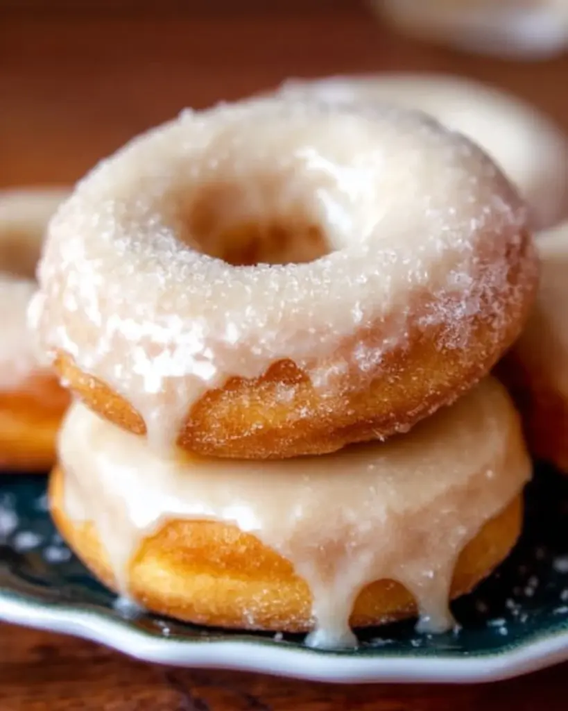 Delicious baked vanilla donuts on a plate garnished with sprinkles