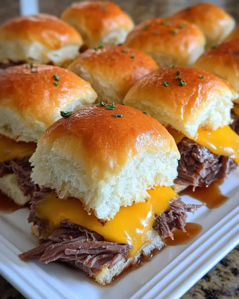 Deliciously cooked beef cheddar sliders served on a platter