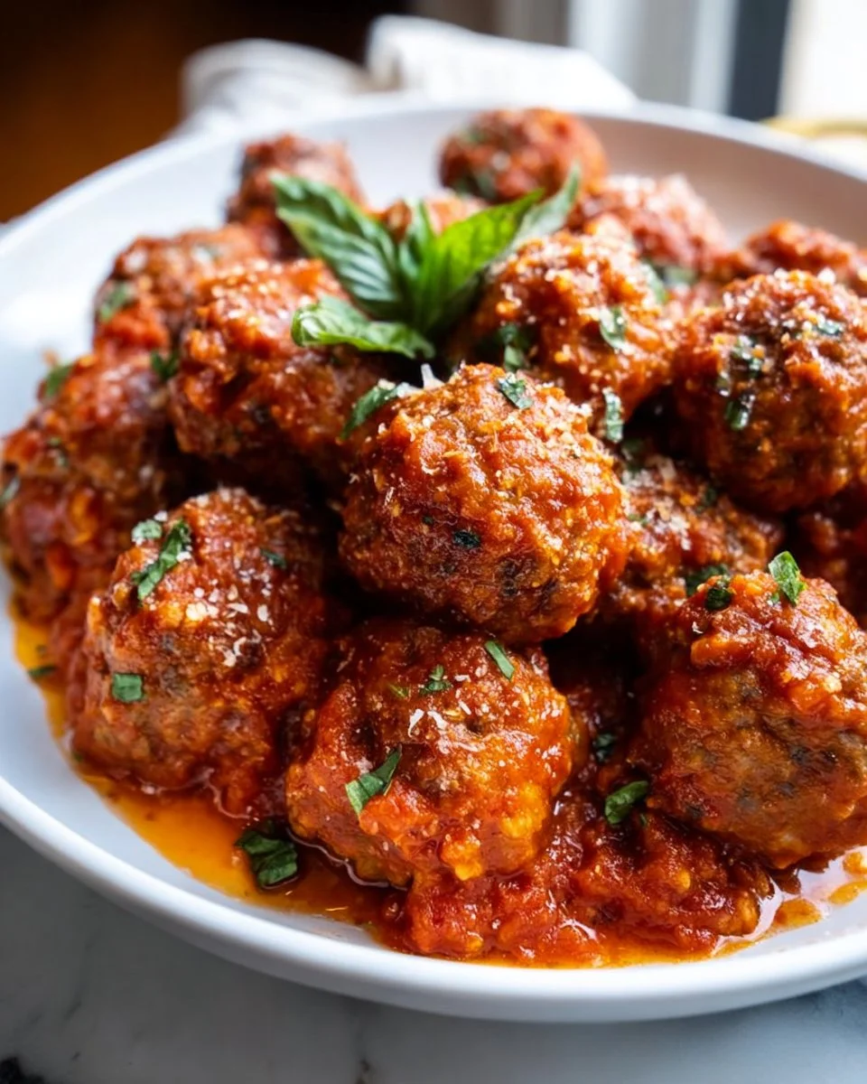Plate of easy porcupine meatballs with rice and tomato sauce