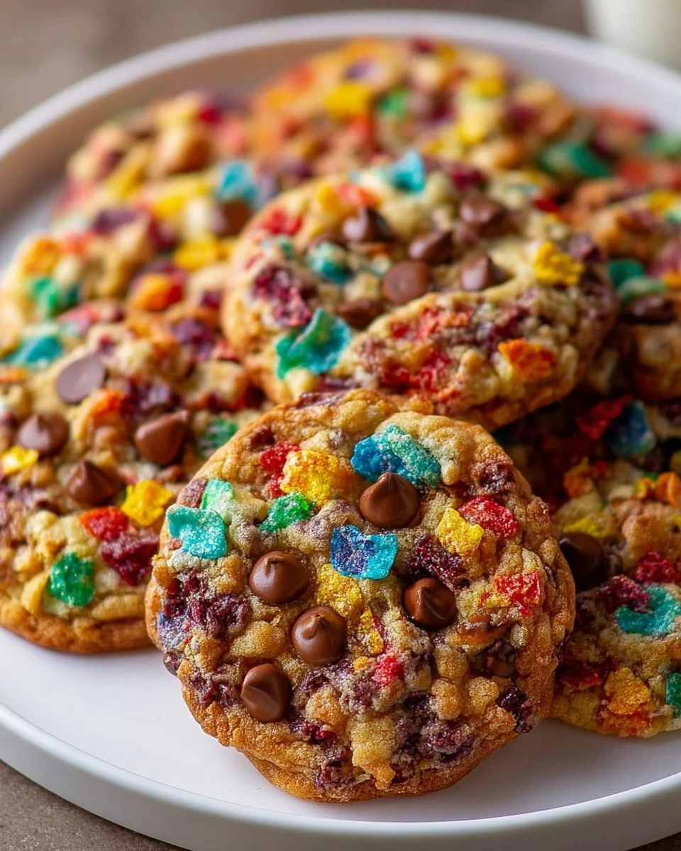 Batch of Fruity Pebbles Cookies freshly baked and ready to enjoy