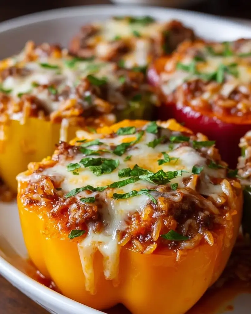 Healthy unstuffed peppers dish served on a plate with fresh ingredients