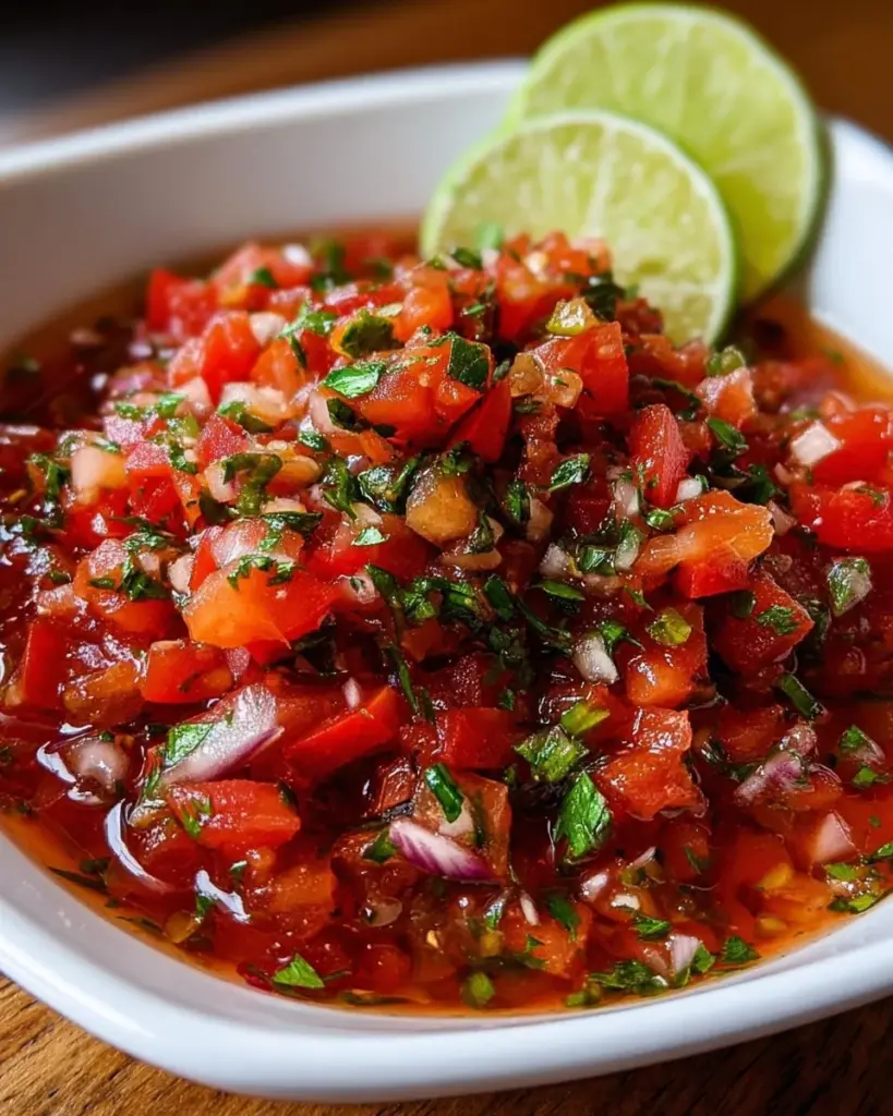 A bowl of vibrant homemade salsa with fresh ingredients