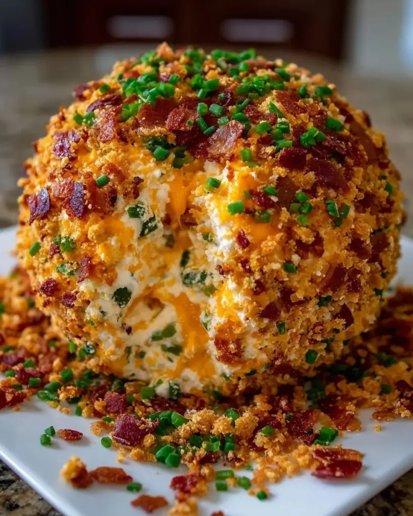 Delicious Jalapeno Popper Cheese Ball served with crackers.