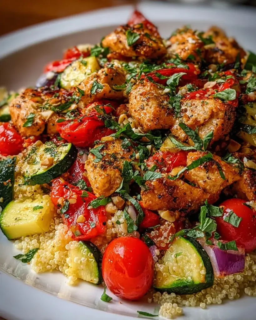 Delicious Mediterranean diet healthy dinner with vibrant vegetables and lean proteins.