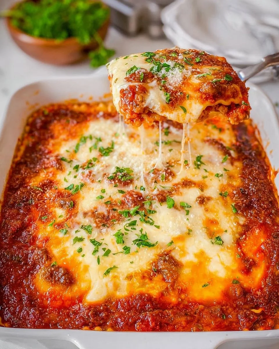 Delicious Ravioli Lasagna with layers of cheese and rich sauce