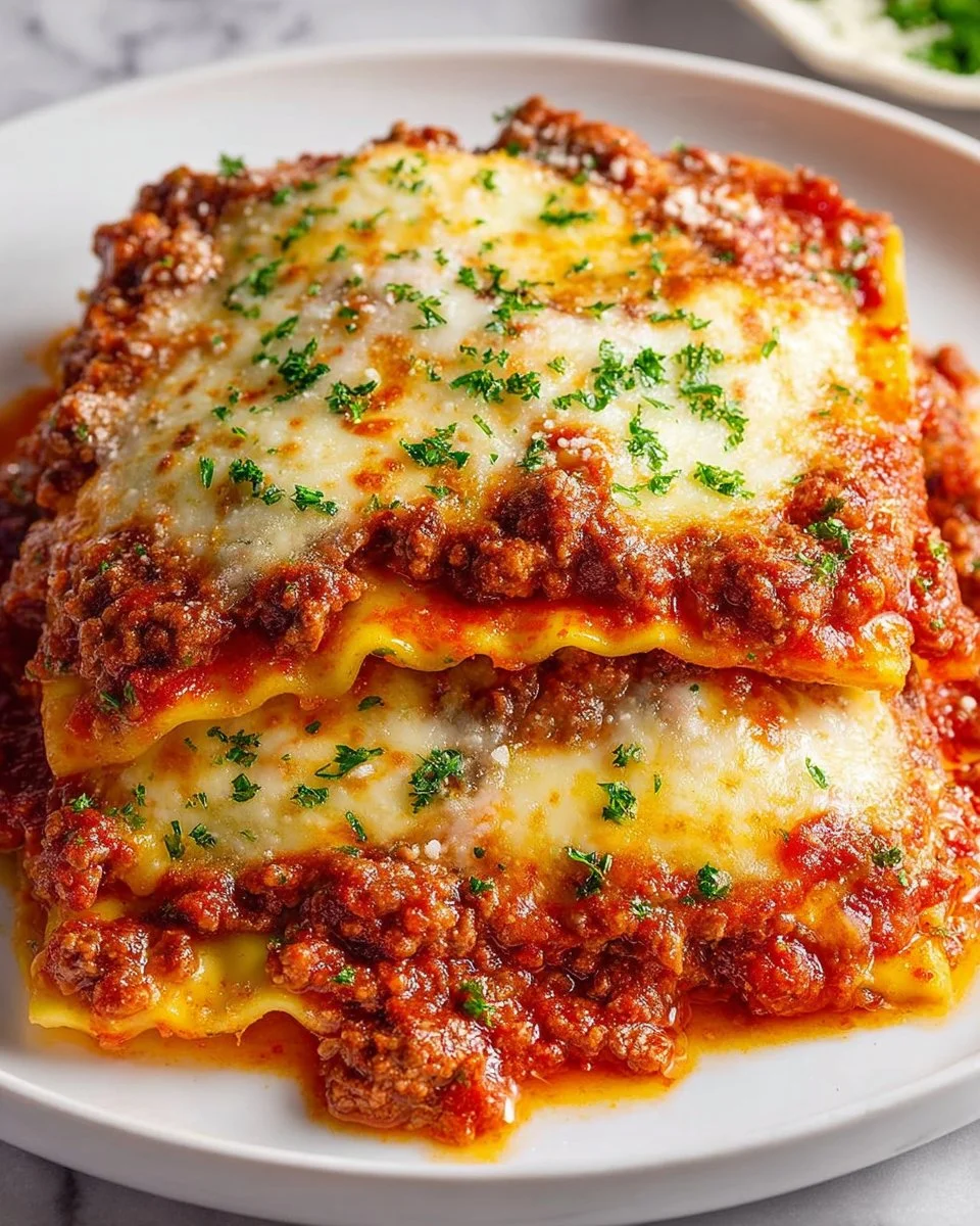 Deliciously layered ravioli lasagna with cheese and rich sauce
