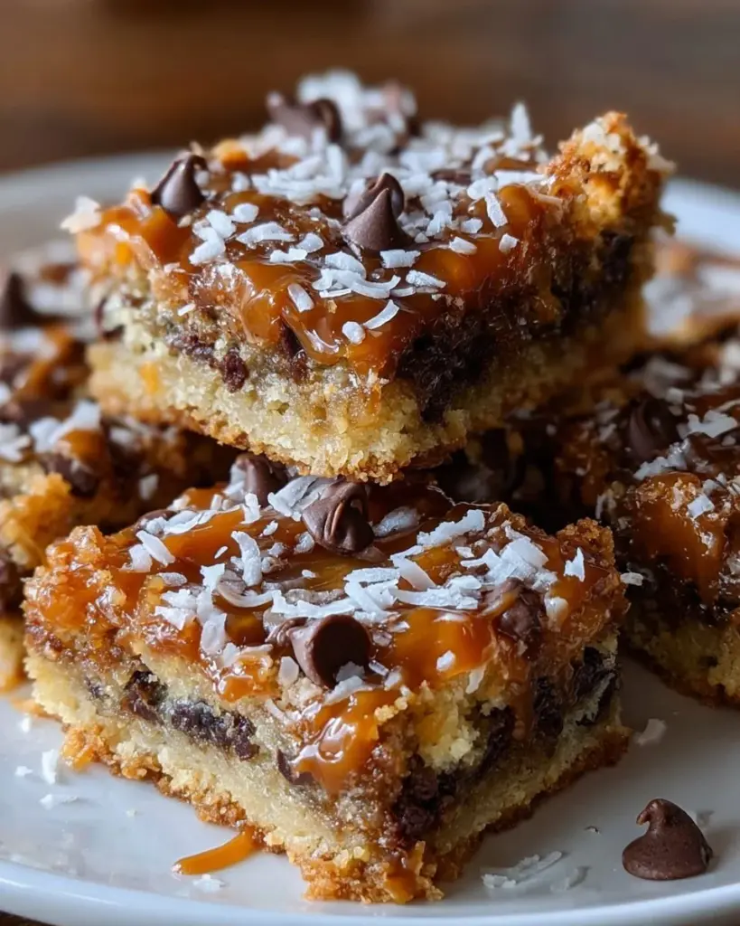 Delicious Salted Caramel Magic Bars with a sweet and salty flavor