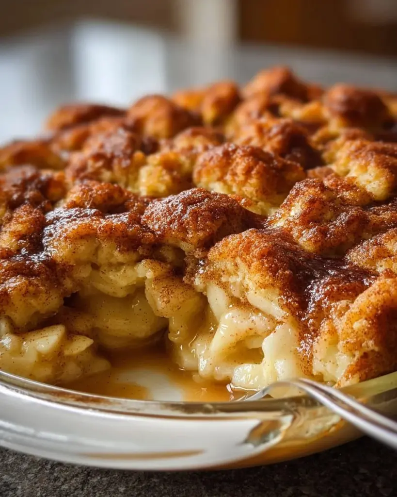 Warm and delicious Snickerdoodle Cobbler dessert with cinnamon and a buttery crust