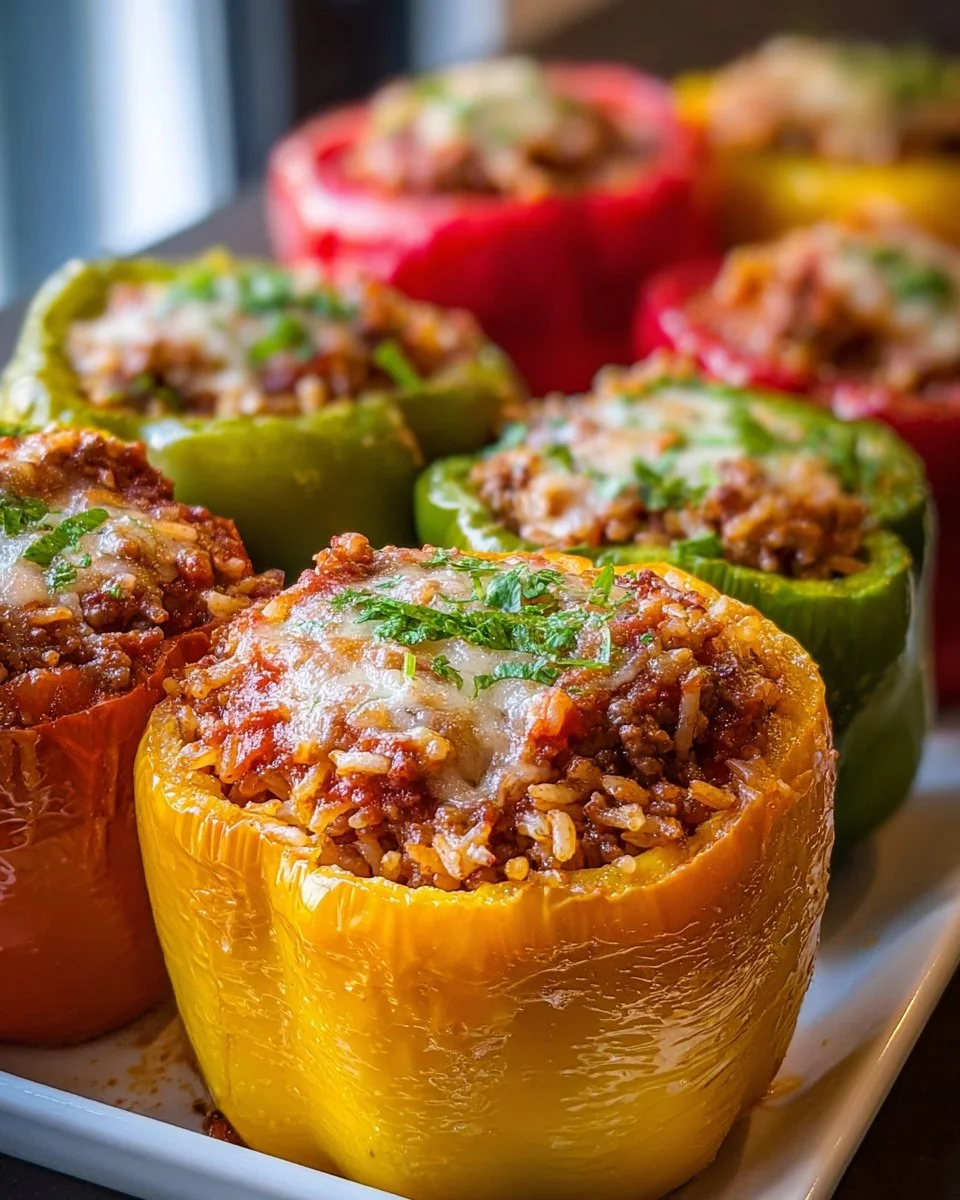 Delicious unstuffed peppers served on a plate with fresh herbs and spices