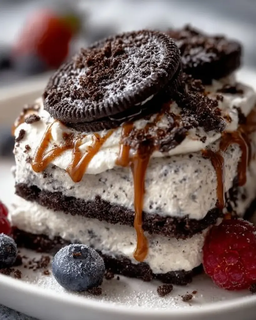 Delicious Chocolate Cookie Parfaits layered with chocolate and cookie chunks
