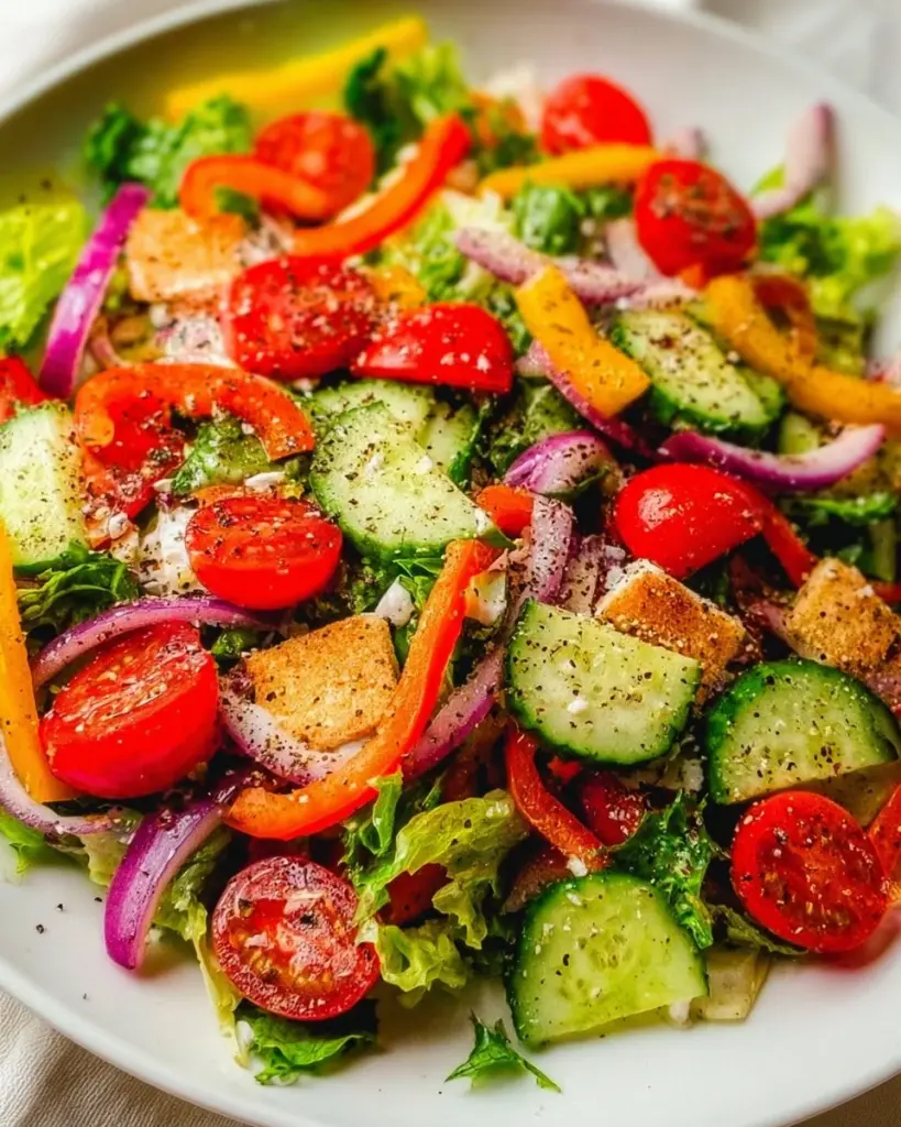 Delicious Italian House Salad with fresh ingredients and vibrant colors.