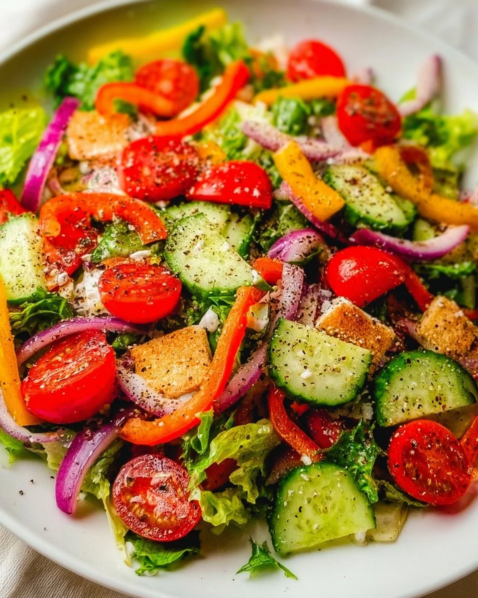 Delicious Italian House Salad with fresh ingredients and vibrant colors.