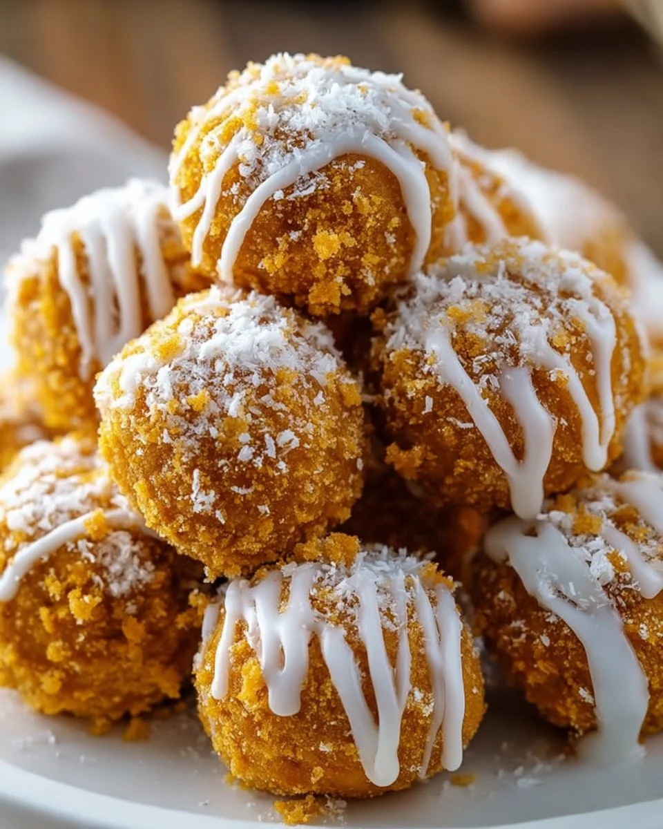 No-bake pumpkin cheesecake balls topped with autumn spices and served in a festive setting