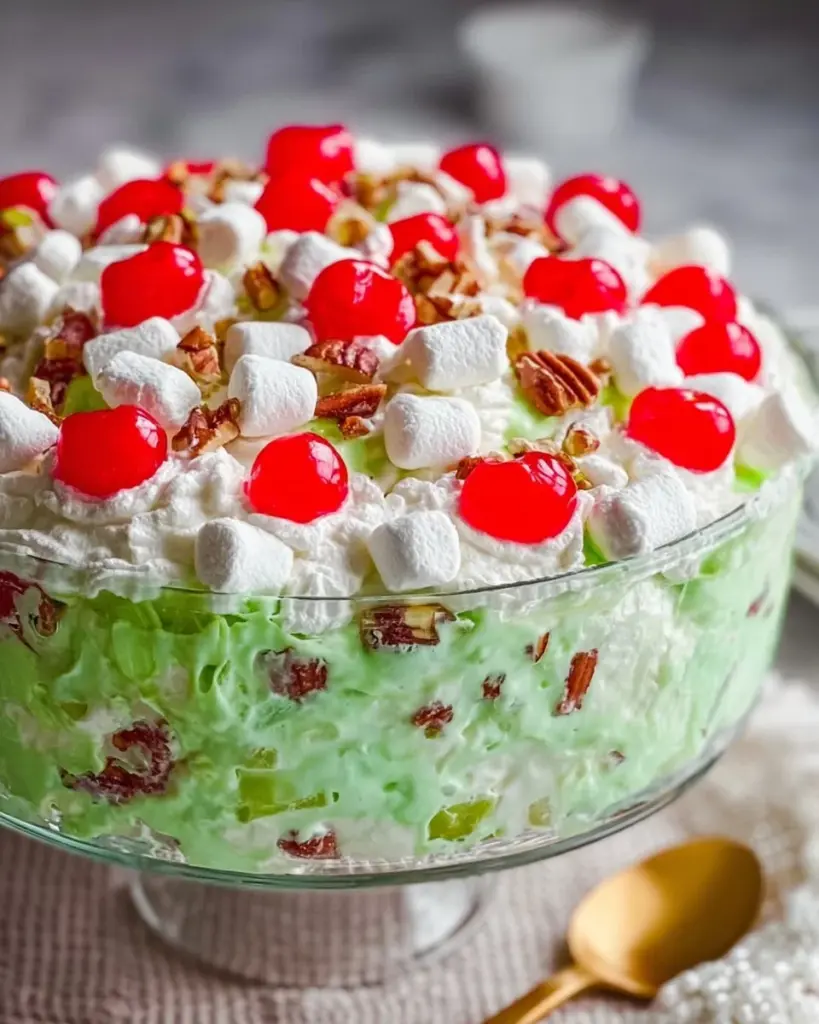 Delicious Watergate Fruit Salad with fruits and marshmallows